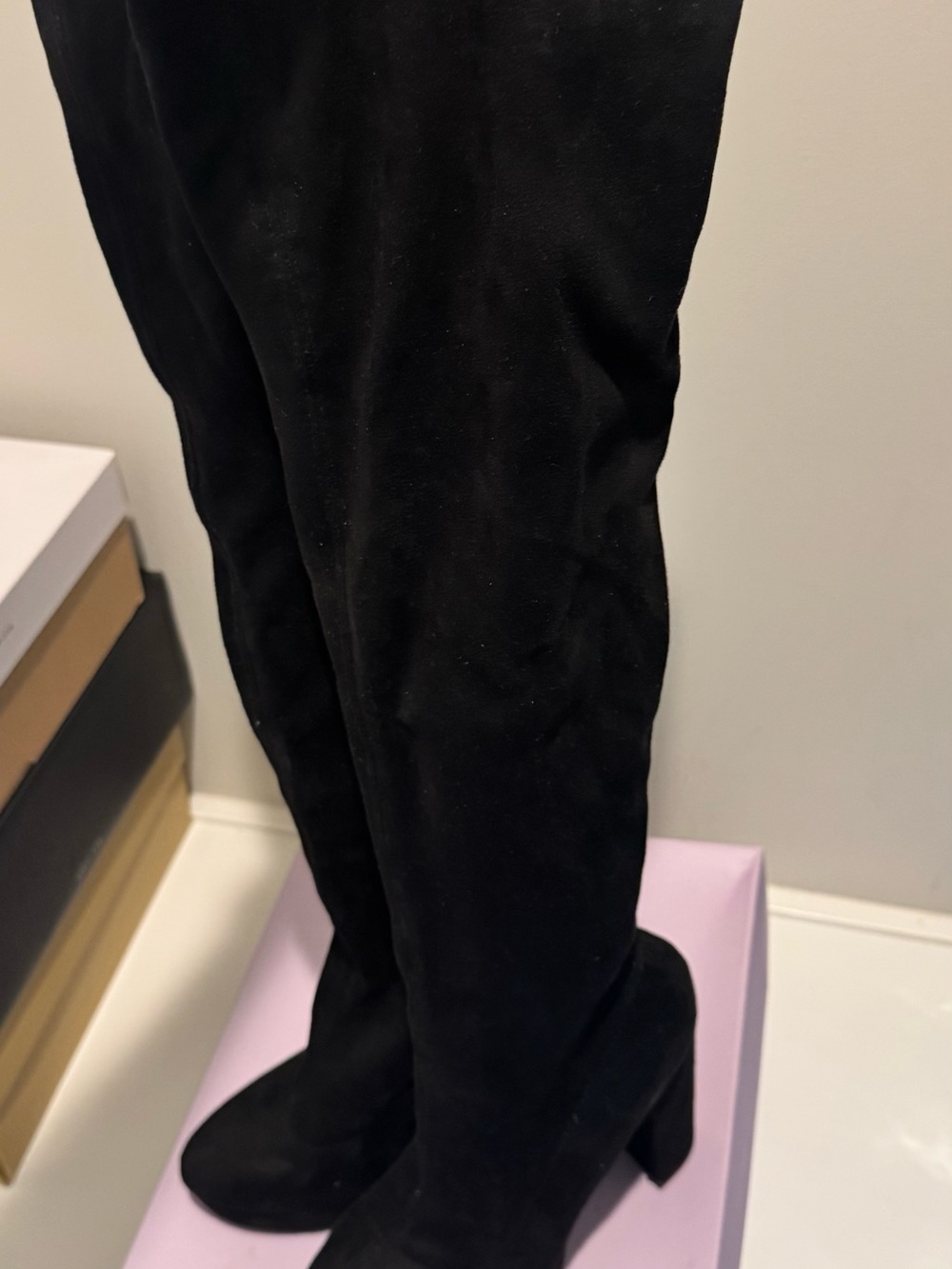 Madden Girl Black Over-the-Knee Suede Block Heel Boots